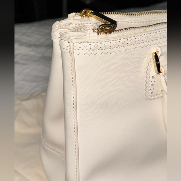 Creme Leather Tory Burch Robinson Spectator Double Zip Tote NWOT - Picture 3 of 16